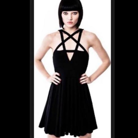 FancyQube Pentagram gothic skater dress - Picture 3 of 5